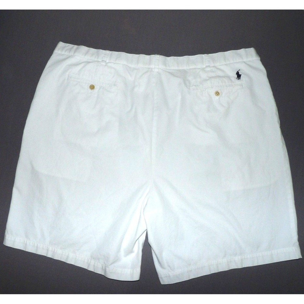 Polo Ralph Lauren Vintage White TYLER Pleated Knit Chino Shorts Men's 46 Big